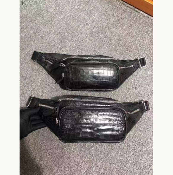 新品 お洒落な本物クロコダイル革ウエストバッグ 腹革ボディバッグ 