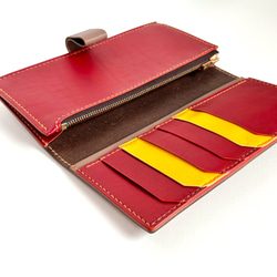 手帳のような長財布｜ベージュ×赤×イエロー〈在庫品〉 5枚目の画像