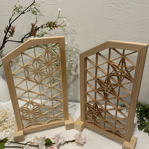 210 ❣️特価❣️麻の葉組子　吹き抜け　カラーアクリル板入り4枚1組 210 ❣️特価❣️麻の葉組子 吹き抜け カラーアクリル板入り4枚1組