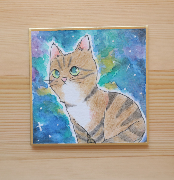 No.21豆色紙の宇宙猫 絵画 Nakamurart 通販 17389047｜Creema