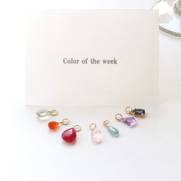 ◆訳あり◆7個天然石チャーム　ペンダントトップ お得セット  --Color of the week-- 8枚目の画像