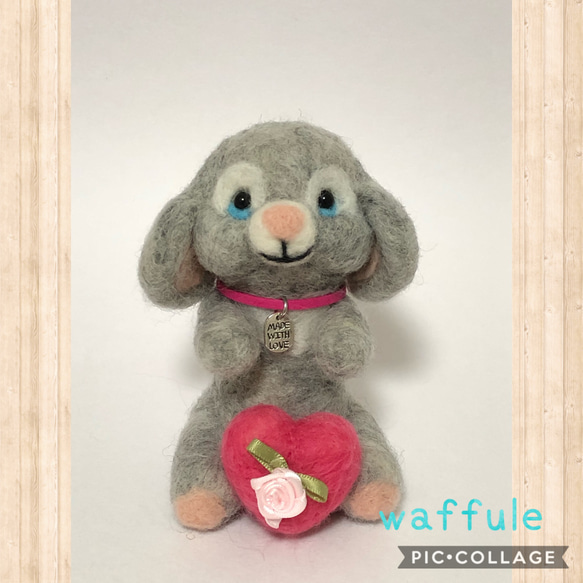 羊毛フェルト うるうるたれ耳バニーちゃん 羊毛フェルト はんどめいど  