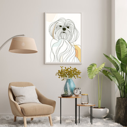 【犬と線 - シーズー犬 No.1】モダンアートポスター ラインアート 犬の絵 犬の絵画 犬のイラスト 7枚目の画像