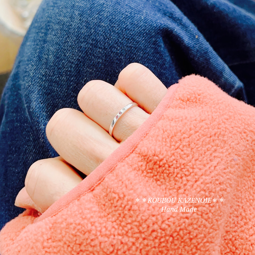 3石入り登場♪silver950製◇選べる♪小さな天然石のリング◇1号から