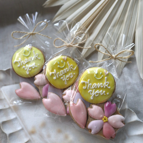 3袋セット】thankyouスマイルと桜のオーガニックアイシングクッキー