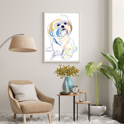 【犬と線 - シーズー犬 No.2】モダンアートポスター ラインアート 犬の絵 犬の絵画 犬のイラスト 7枚目の画像