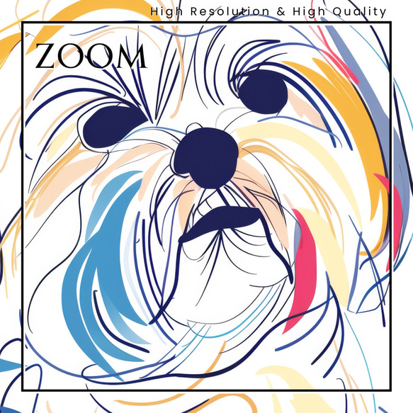 【犬と線 - シーズー犬 No.2】モダンアートポスター ラインアート 犬の絵 犬の絵画 犬のイラスト 3枚目の画像