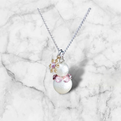 送料無料》 青 雪だるまと結晶 ネックレス SnowMan ネックレス