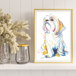 【犬と線 - シーズー犬 No.4】モダンアートポスター ラインアート 犬の絵 犬の絵画 犬のイラスト 8枚目の画像