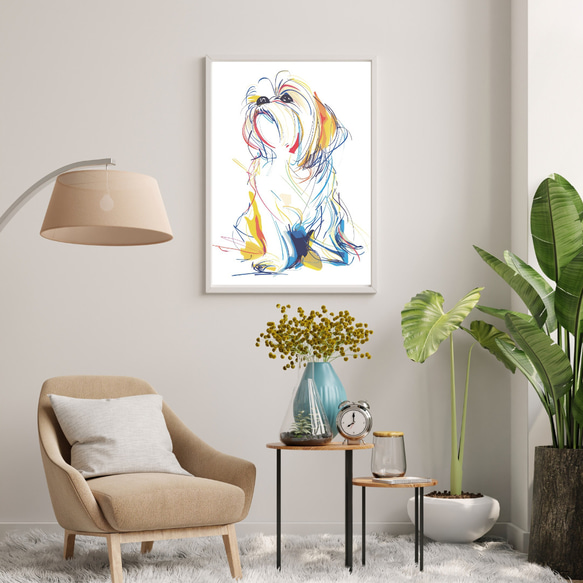【犬と線 - シーズー犬 No.4】モダンアートポスター ラインアート 犬の絵 犬の絵画 犬のイラスト 7枚目の画像