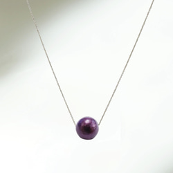 《送料無料》　コットパール　紫　アメジスト　水色　一粒　粒の大きさ、チェーンの長さ・種類選べます　ネックレス　 2枚目の画像