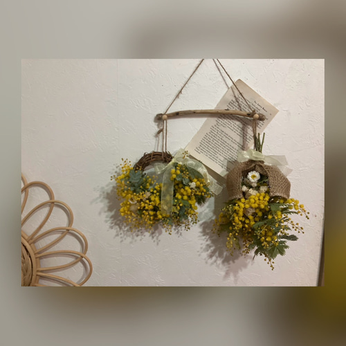 ミモザ 流木インテリア ミモザの流木インテリア アートフラワー ruru〜✩.*˚ 通販