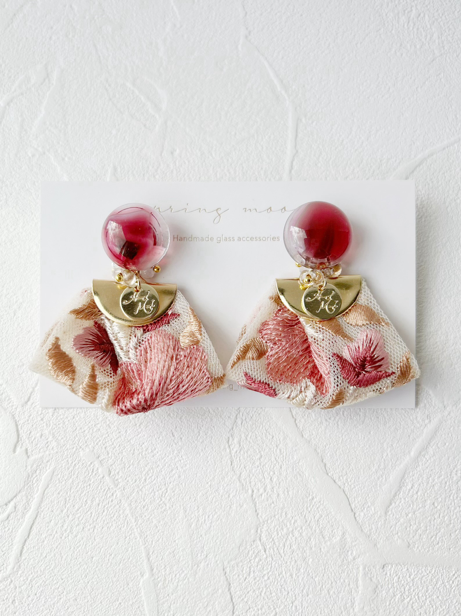 2wayインド刺繍タッセルガラスピアス-SAKURA-