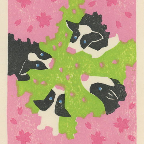 木版画「うさぎたち」 版画 服部奈々子 通販 15416409｜Creema