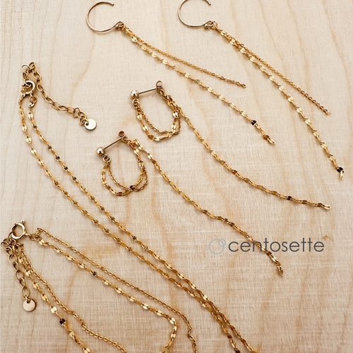 みー　14kgf ペタルチェーン　ダブルチェーンブレスレット 14kgf✴︎2連ブレスレット✴︎ペタルチェーン ブレスレット moto