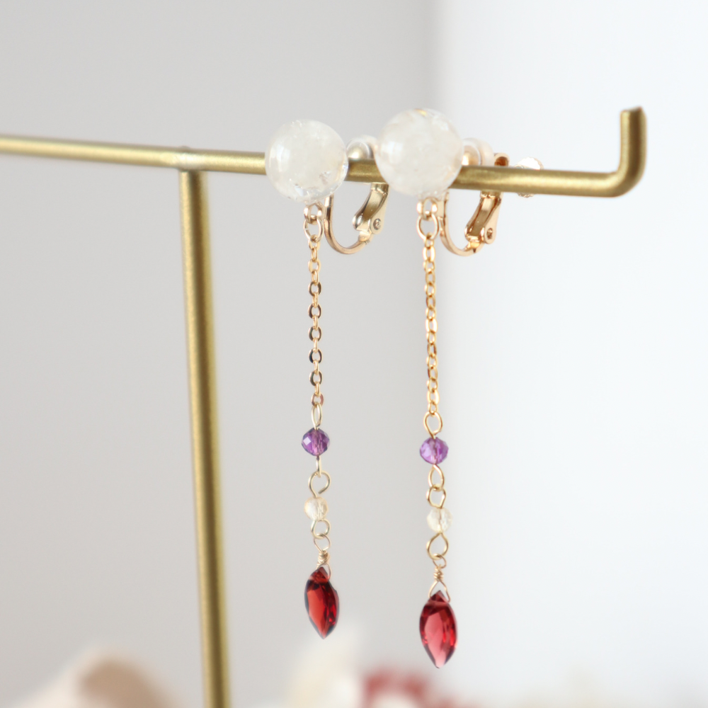 Creema春の福袋2024　幸せを呼ぶネックレス＆ピアスorイヤリング　2点セット　ガーネット　アメジスト　シトリン