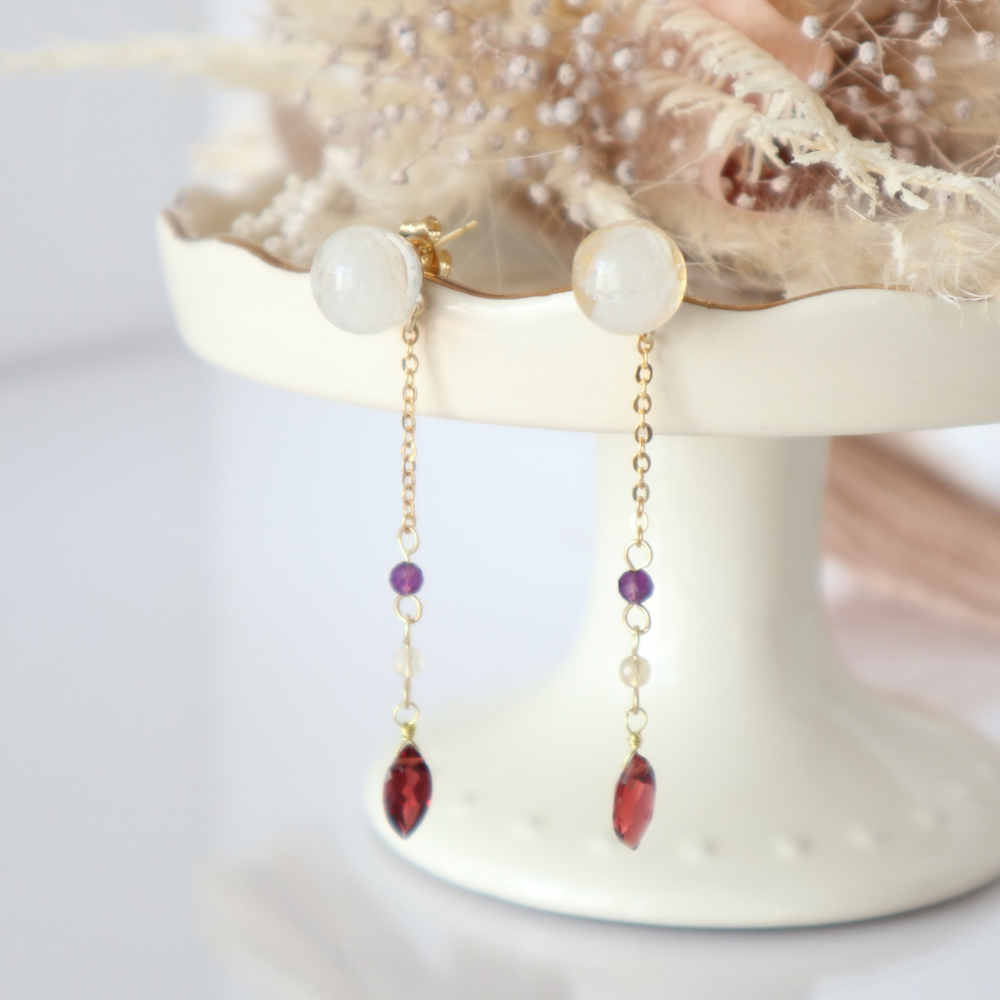 Creema春の福袋2024　幸せを呼ぶネックレス＆ピアスorイヤリング　2点セット　ガーネット　アメジスト　シトリン