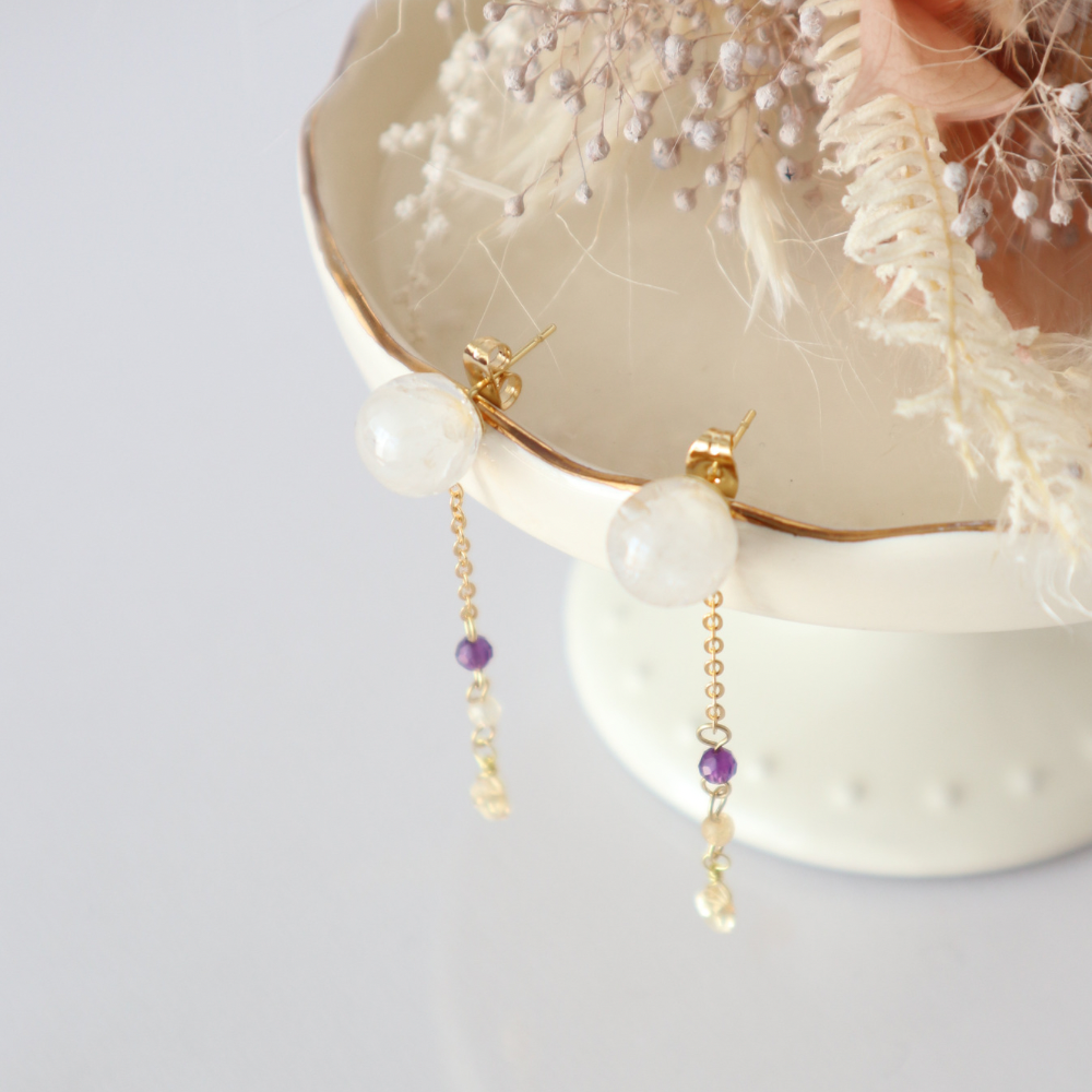 Creema春の福袋2024　幸せを呼ぶネックレス＆ピアスorイヤリング　2点セット　ガーネット　アメジスト　シトリン