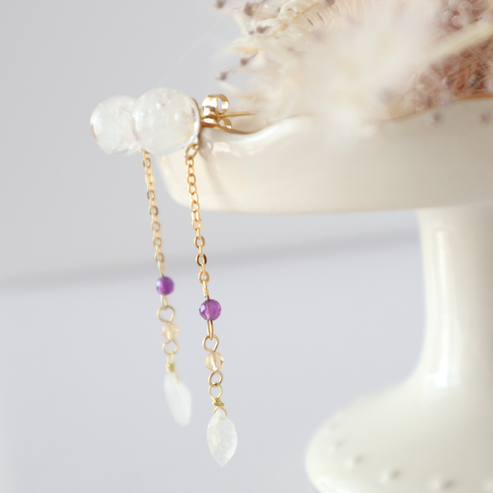 Creema春の福袋2024　幸せを呼ぶネックレス＆ピアスorイヤリング　2点セット　ガーネット　アメジスト　シトリン