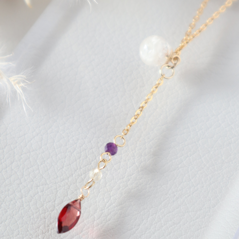 Creema春の福袋2024　幸せを呼ぶネックレス＆ピアスorイヤリング　2点セット　ガーネット　アメジスト　シトリン