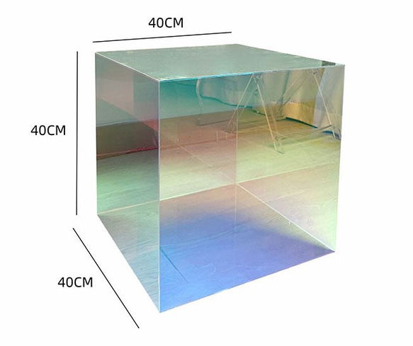 レインボー プリズム調 キューブ型サイドテーブル オーロラ アクリル 北欧 おしゃれ かわいい インテリア ch-558 9枚目の画像