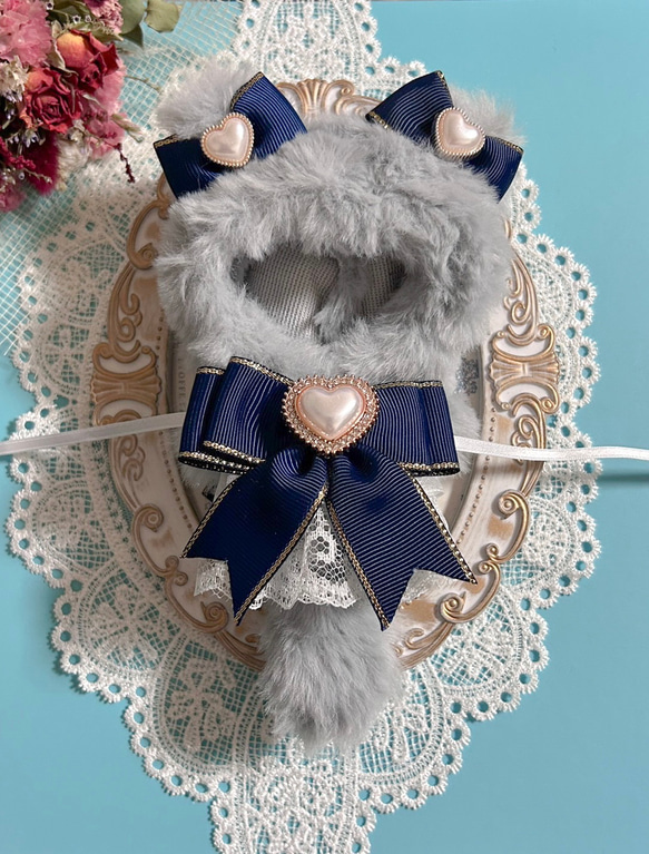 ぬいぐるみ 着ぐるみ ぬい服 10cm グレー ネイビー 猫耳 ぬいぐるみ