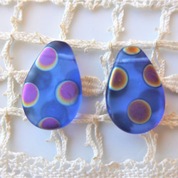 しずく　青紫どっと（小）　チェコビーズCzech Glass Beads2個 1枚目の画像
