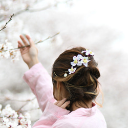 【10日以内発送】ヘッドドレス　桜の便り（ソメイヨシノ）　ウェディング/前撮り　レース編み　かぎ針編み 2枚目の画像
