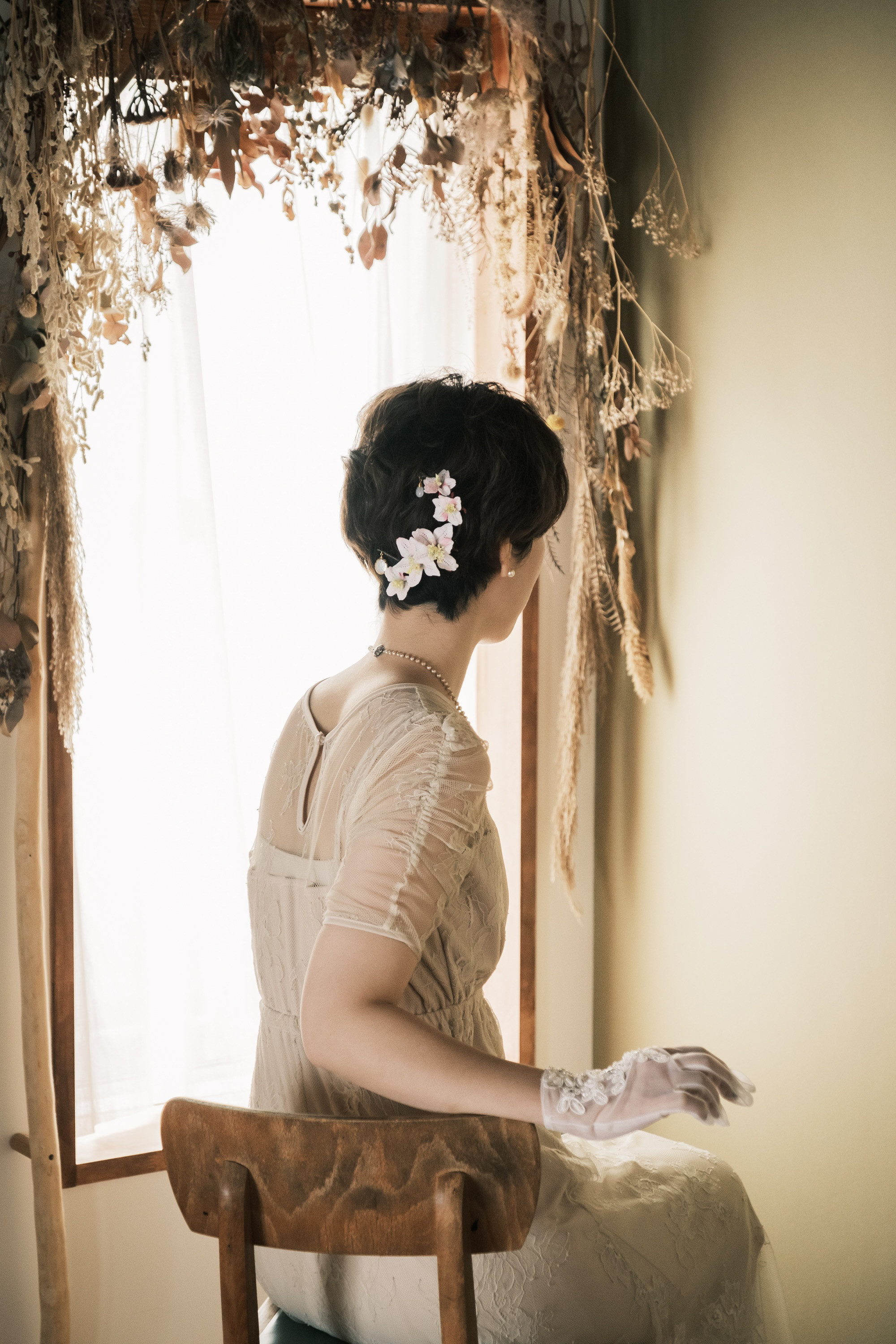 【受注制作12ヶ月】ヘッドドレス　桜の便り（ソメイヨシノ）　ウェディング/前撮り　レース編み　かぎ針編み