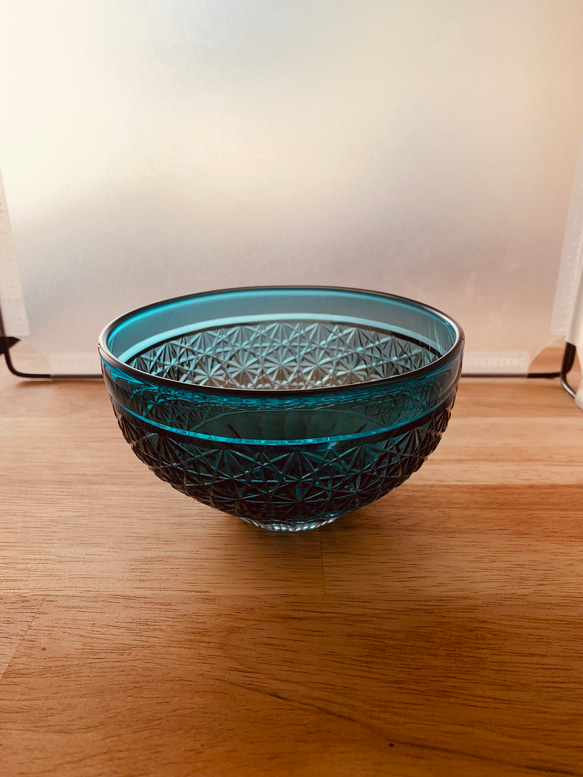 切子中鉢 青 お椀・ボウル・鉢 AP glass art 通販 17390482