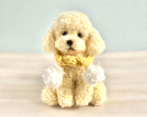 えびこオーダー品ふんわり羊毛トイプードル(ホワイト) いつでもいっしょ♪ ふわふわ羊毛フェルトの小さなアイボリー