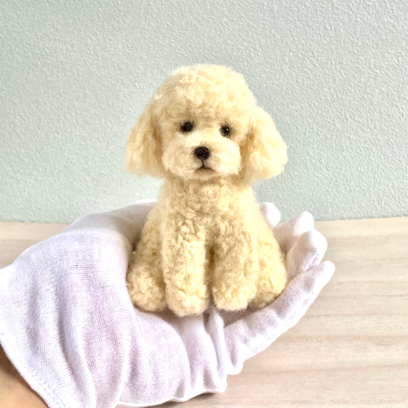 　羊毛フェルトのおすわりアイボリートイプードル　犬のぬいぐるみ【受注製作】 2枚目の画像