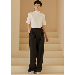 ゆとり通勤パンツ　ハイウエストロングパンツ　たれ感ありパンツ　カーキ　S-XL#501 7枚目の画像