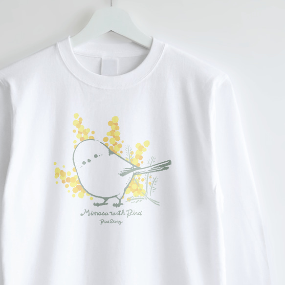 長袖Tシャツ（Mimosa with Bird / シマエナガ） 1枚目の画像