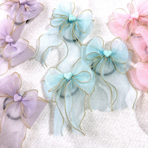 No.276 透け感 人気のパステルカラー 選べる3色 プリンセス リボン  