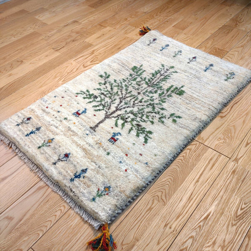 新商品】ペルシャ ギャッベ 玄関マット 87×52cm グレー