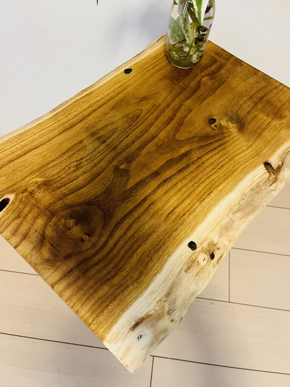 サイドテーブル　ソファテーブル　桑の木　コーヒーテーブル　レジン 4枚目の画像
