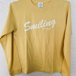 セール　ロンＴ　長袖Ｔシャツ　Smiling イエロー　黄色　ロゴTシャツ  送料無料 1枚目の画像