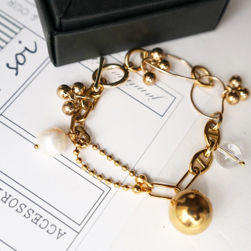 j322 specialprice ゴールドボールチャームブレスレット金属アレルギー
