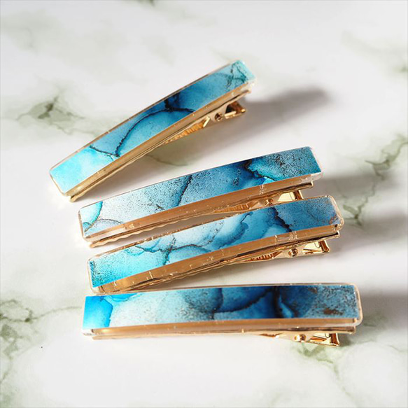 ◇アルコールインクアート◇ヘアバレッタNO,4 バレッタ un-ticktack  