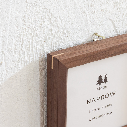 ウッド フォトフレーム ＊写真立て NARROWフレーム 正方形 10×10cm ウォルナット 卓上・壁掛け兼用 フォト