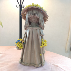 紙ヒモクラフト/ミモザの少女/お人形(K-038） 1枚目の画像