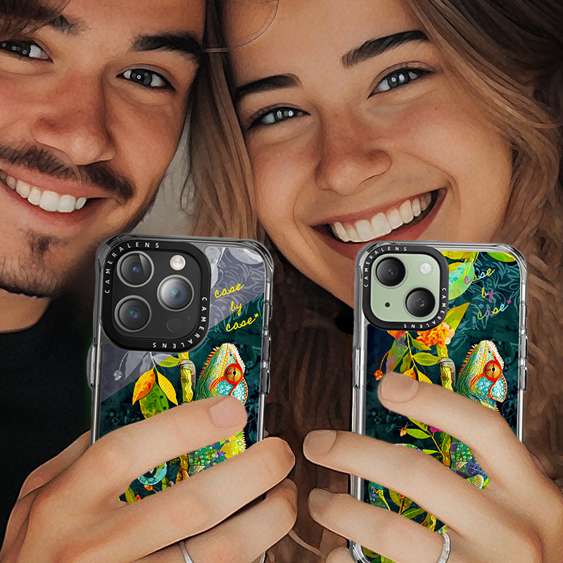 【カメレオン】スマホケース iPhone17シリーズ対応【差し色＊おしゃれ＊持ち歩ける動物アート作品】