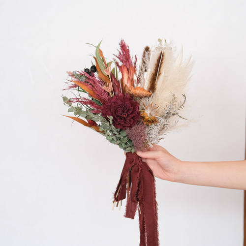 ✨ブライダルブーケ✨ドライフラワー　和装 赤白大人のドライフラワーブーケ＊和装ブーケ＊前撮り＊春ウェディング