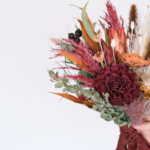 ✨ブライダルブーケ✨ドライフラワー　和装 赤白大人のドライフラワーブーケ＊和装ブーケ＊前撮り＊春ウェディング