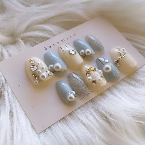 現品】 91 ネイルチップ クリスマスネイル 冬ネイル ネイルチップ  