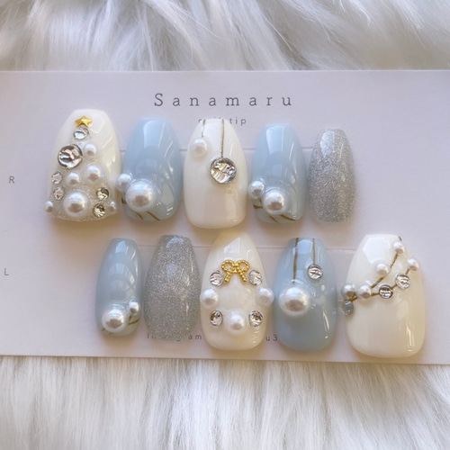 現品】 91 ネイルチップ クリスマスネイル 冬ネイル ネイルチップ  