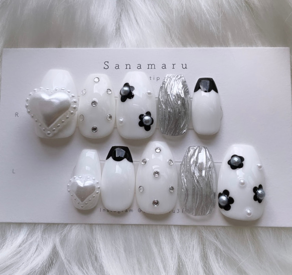 現品】 96 ネイルチップ フラワーネイル ミラーネイル ガーリーネイル  