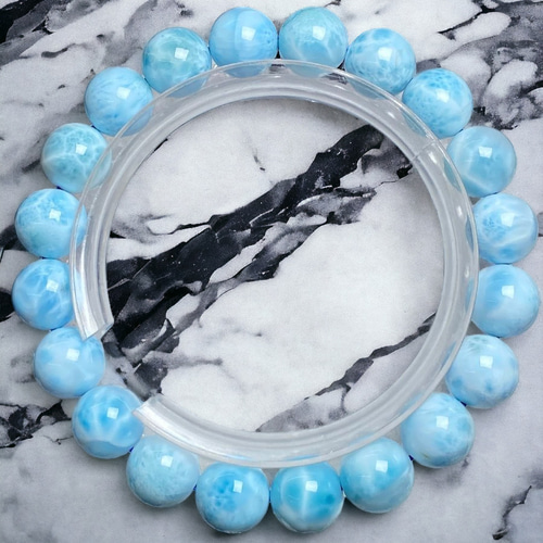 高品質　ラリマー　8後半〜9ミリ♡ ラリマー（ドミニカ産）ラウンド14mm 1連（約43cm） NO.27｜天然石