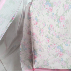 A4 L 型拉鍊透明袋 Lydia 條紋 Liberty 層壓板 ♡ 玫瑰、康乃馨、報春花、蕨葉 第7張的照片
